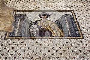A well preserved mosaic displaying a woman at the site of Haleplibache in Sanliurfa in Turkey. photo