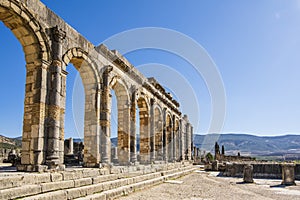 Well-preserved roman ruins in Volubilis, Fez Meknes area, Morocco