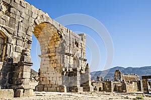 Well-preserved roman ruins in Volubilis, Fez Meknes area, Morocco