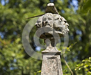 The Well of the Seven Heads detail , Invergarry , Loch Oich , Great Glen , Scotland , United Kingdom.