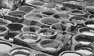 The well for soak leather in Chouara Tannery in Fes