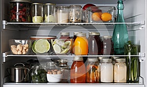 Well-Stocked Refrigerator With Food and Drinks