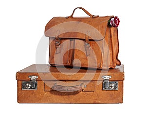 Well-Traveled Vintage Suitcase and Briefcase