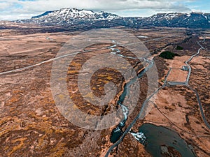 The well visible tectonic plate at Thingvellir National Park in Iceland. photo