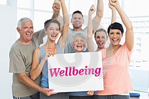 Wellbeing against grey wall