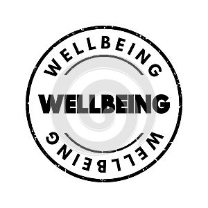 Wellbeing - complex combination of a person`s physical, mental, emotional and social health factors, text concept stamp