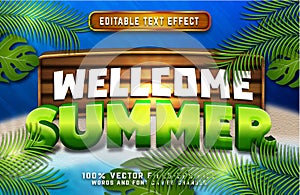 wellcome summer 3d cartoon text effect premium vectors photo