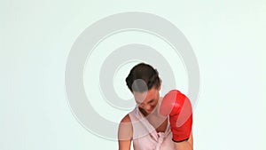 Welldressed woman boxing