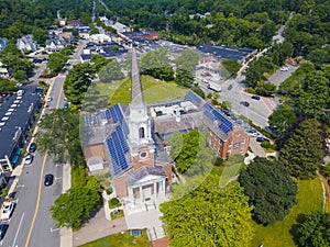 Wellesley Congregational Church aerial view, MA, USA