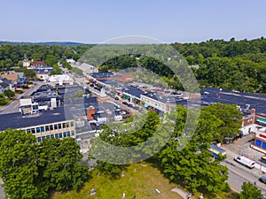 Wellesley town center aerial view, MA, USA