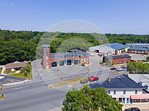 Wellesley town center aerial view, MA, USA