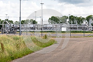 Wellheads and pipelines at a natural gas field