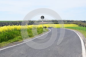 Welling, Germany - 05 09 2021: narrow road curve into Welling photo