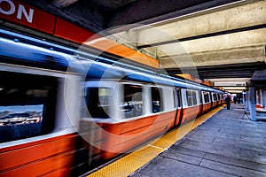 Wellington Train Station MBTA Orange Line at Everett, Massachusetts