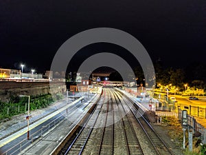 Wellington train station Telford transport night