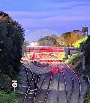 Wellington train station Telford transport night