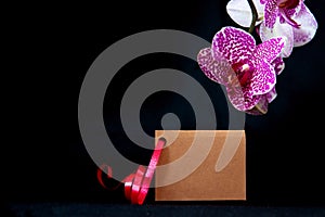 Wellnes card and pink orchid.