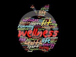 Wellness apple word cloud collage