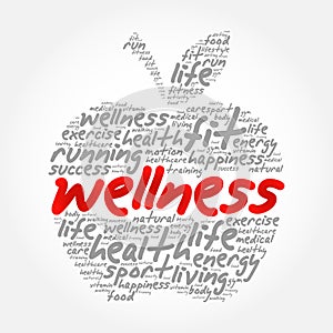 Wellness apple word cloud collage