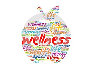 Wellness apple word cloud collage