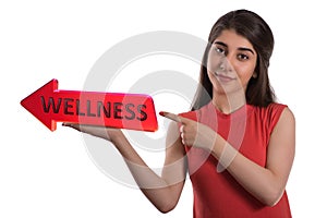 Wellness arrow banner on hand