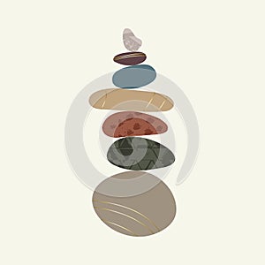 Wellness balance pebble stone harmony vector Illustration. Simplicity calm and zen of cairn rock shape. Simple poise