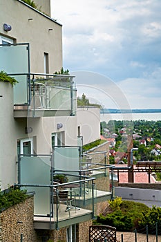 Wellness hotel with terrace to chill in a cloudy day