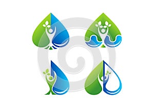 wellness, logo, Heart, water drop, care, beauty, spa, health, plant, love, healthy people symbol icon design