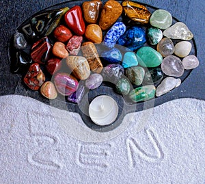 Wellness rocks and crystals zen garden board