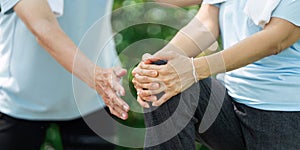 Wellness and Senior Care. A senior receiving guidance during a gentle exercise session. photo