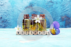 Wellness sign with wooden cubes