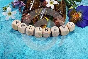 Wellness sign with wooden cubes