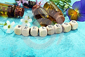 Wellness sign with wooden cubes