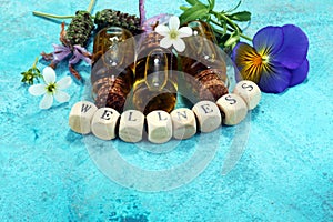 Wellness sign with wooden cubes