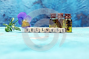 Wellness sign with wooden cubes