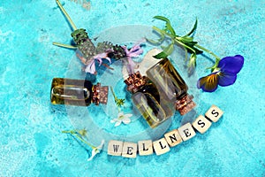 Wellness sign with wooden cubes