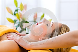 Wellness - woman getting head massage in Spa