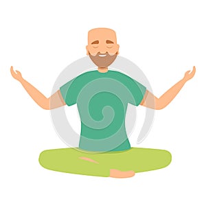 Welness meditation icon, cartoon style