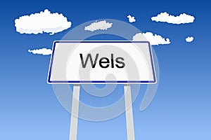 Wels city sign in Austria