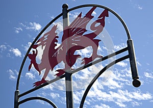 Welsh Dragon Sign, Millennium Coastal Path, Llanelli, South Wales