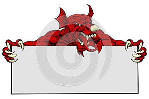 Welsh Dragon Sports Mascot Sign photo