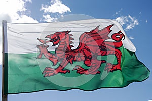 The Welsh flag incorporates the red dragon of Cadwaladr, King of Gwynedd, along with the Tudor colours of green and white.