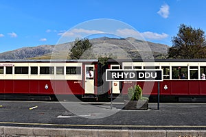 Welsh Highland Railway carriages at Rhyd Ddu Station. Snowdonia Wales