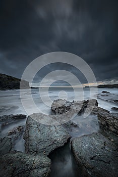 Welsh Seascape at Dusk.