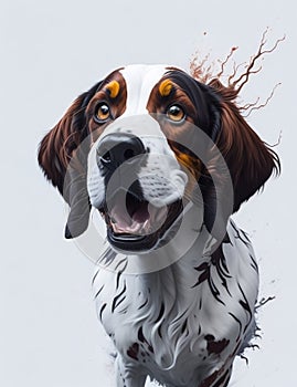 Welsh Springer Spaniel Dog white background Splash Art 1