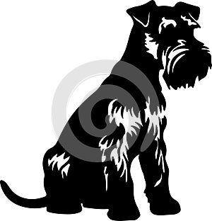 Welsh Terrier Black Silhouette Generative Ai