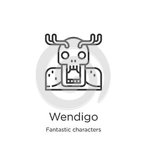 wendigo icon vector from fantastic characters collection. Thin line wendigo outline icon vector illustration. Outline, thin line