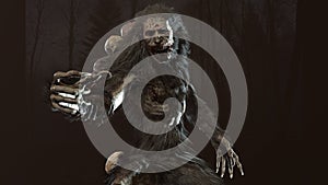 Wendigo mythical monster 3d render