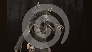 Wendigo mythical monster 3d render