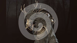 Wendigo mythical monster 3d render